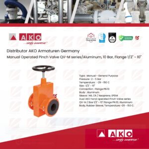 Control and manual Pinch Valves - QV-M Series Air Operated Pinch Valve  (AKO made from UK)