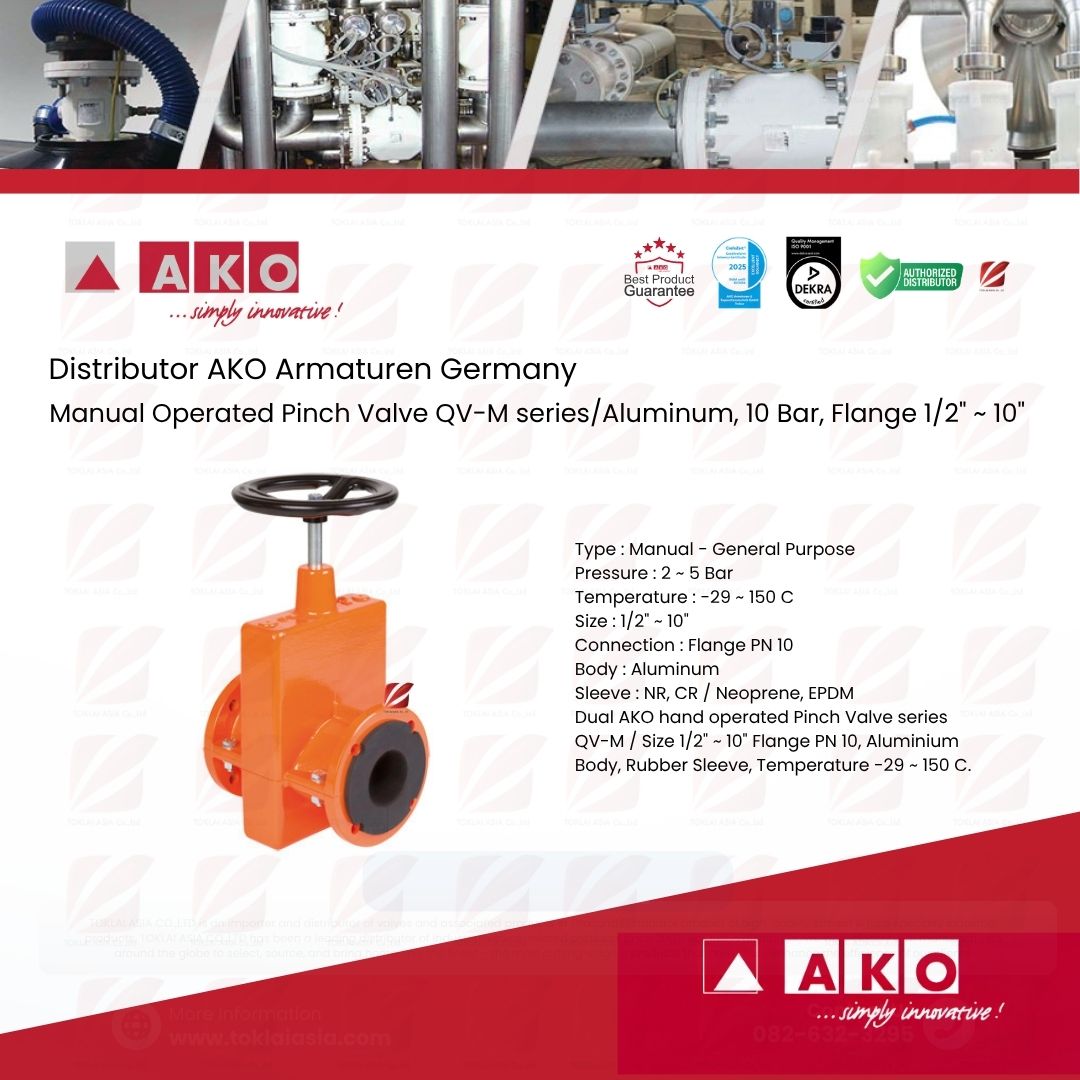Control and manual Pinch Valves - QV-M Series Air Operated Pinch Valve (AKO made from UK)