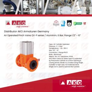 Control and manual Pinch Valves - QV-P Series Air Operated Pinch Valve  (AKO made from UK)