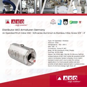 Air operated Pinch Valves with Internal Thread Connection - VMC Series -G/N series (AKO made from UK)