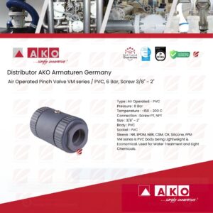 AKO air operated Pinch Valves with Internal Thread Connection - VM Series (AKO made from UK)