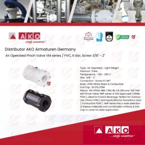 AKO air operated Pinch Valves with Internal Thread Connection - VMP Series (AKO made from UK)