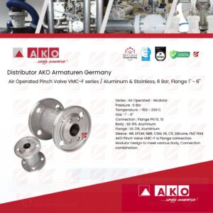 Air operated Pinch Valves with Flange Connection - VMC Series - F series (AKO made from UK)