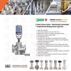 KFM 3-way electrically controlled linear valve - Proportional mixing valve type 531 (Germany)