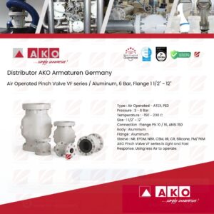 Air operated Pinch Valves with Flange Connection - VF Series (AKO made from UK)