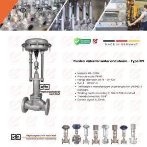 Pneumatic control valve in 2-way form 321-KFM (Germany)