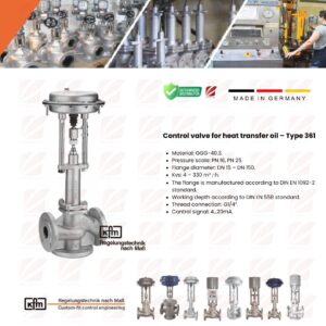 Pneumatic control valve in 3-way form, with mixing plug 361 - KFM (Germany)