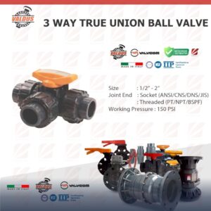 Valdus 3 WAY TRUE UNION BALL VALVE(Italy)